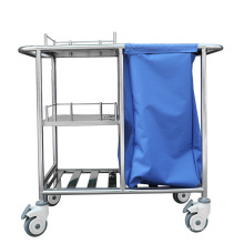 Cheap hospital easy cleaning laundry stainless steel linen nurse trolley